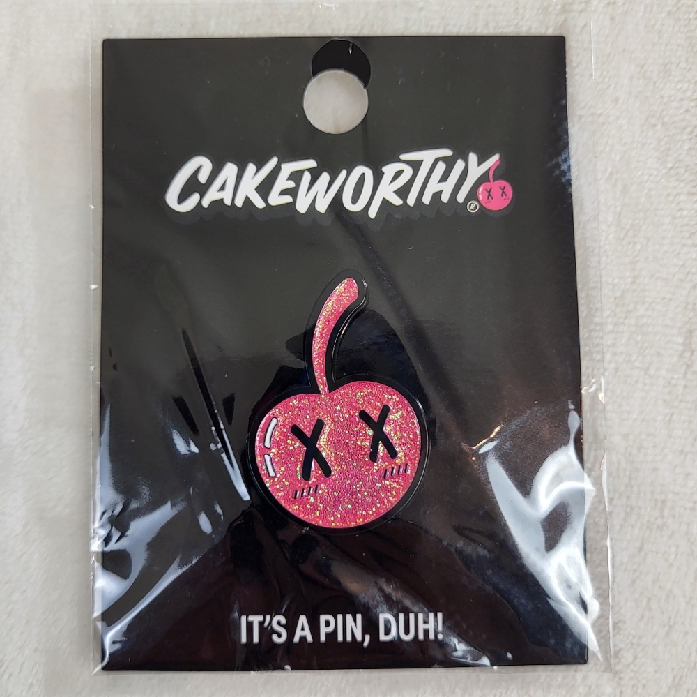 Cakeworthy Cherry Pin - Pink Glitter